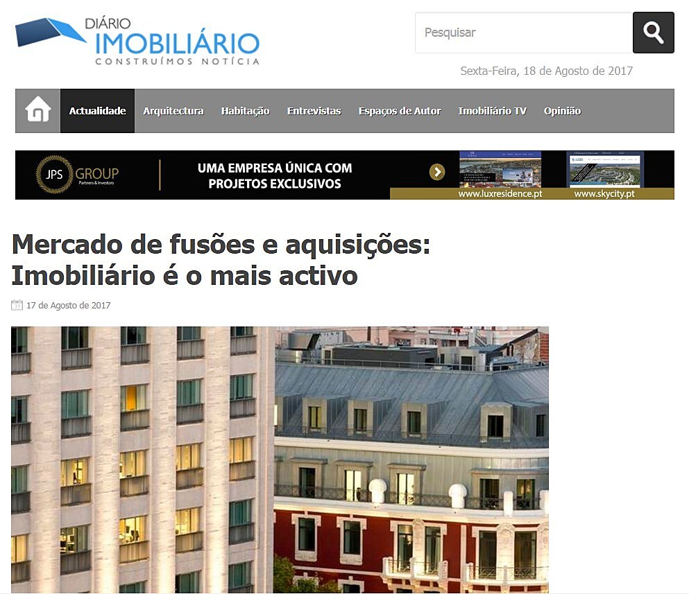 Mercado de fuses e aquisies: Imobilirio  o mais activo